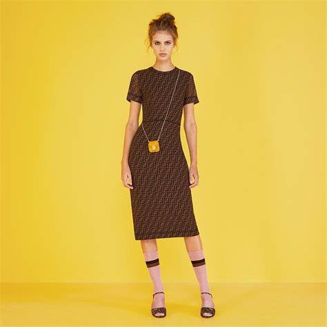 fendi brown micro mesh dress|Fendi Mesh Dress .